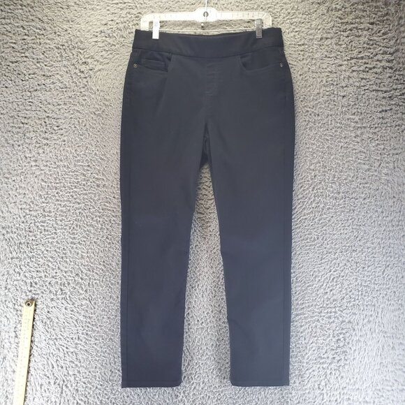 Liz Claiborne Pants Womens 8 Petite Black Amber Stretch Cotton Blend Minimalist - Picture 1 of 9